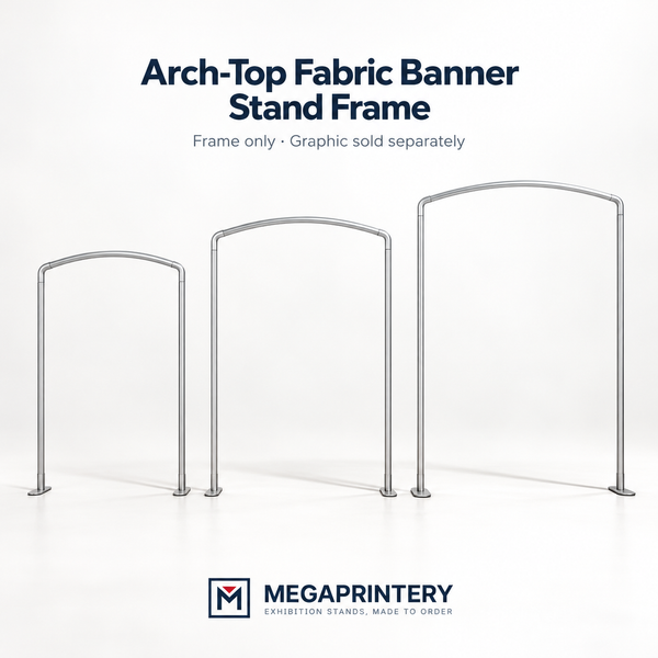 Arch-Top Fabric Banner Stand Frame — MEGAPRINTERY product hero image