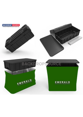 10ft Exhibit Kit: Straight Back Wall & Waterfall Shelving Booth