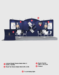 20x10 Round Top with Inclined Straight Exhibition Kit - Backdropsource
