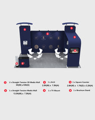 20x10 Straight Backdrop with 3D Wall & Arch Exhibition Kit - Backdropsource