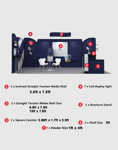 20x10 Straight Backdrop with Shelf Exhibition Kit - Backdropsource