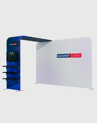 Portable L-Shaped Fabric Display with Shelf & TV Mount