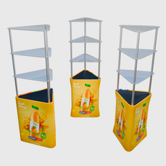 Triangular Counter with Acrylic Triple Shelves