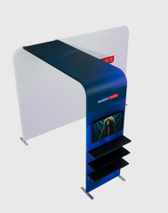 Portable L-Shaped Fabric Display with Shelf & TV Mount