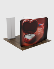 10x10 Trade Show Booth Kit with Backwall & Roll-Up Banner Stand