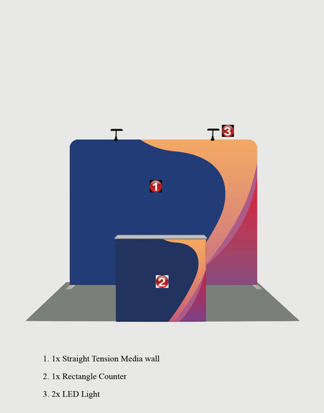 10ft x 10ft Straight Exhibit Pro 3-in-1 Display Kit with Illume Lights - Backdropsource