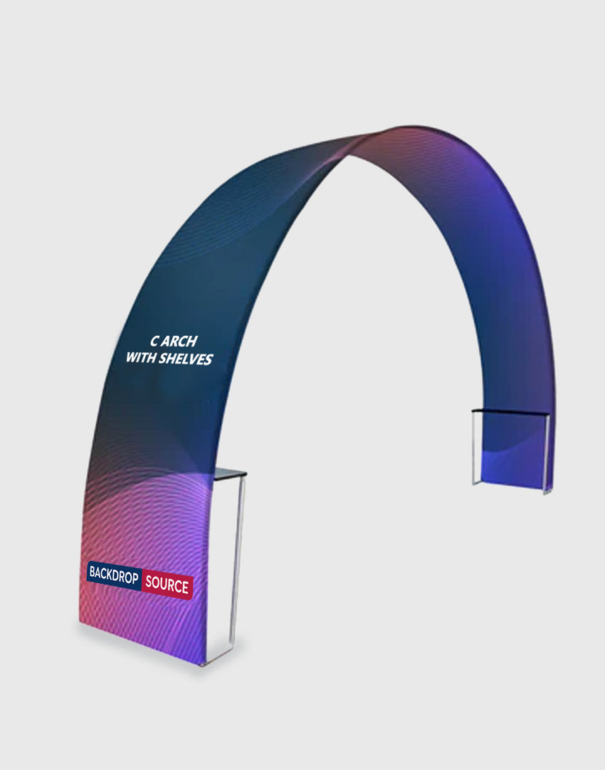 C Shape Tension Fabric Arch with Shelves