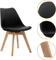 Canglong Side Chair Mid Century Modern Dining Chair With Wood Legs For Kitchen, Living,Dining Room - Black