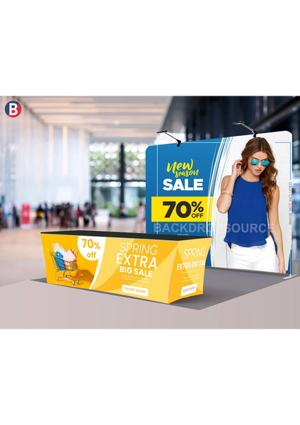 Compact 10x10 Booth Kit with Backwall and Table Cover