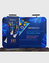 10x10 Booth Kit with Backwall and Rollup Banner Stand