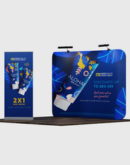 10x10 Booth Kit with Backwall and Rollup Banner Stand