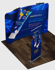 10x10 Booth Kit with Backwall and Rollup Banner Stand