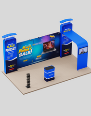 20x10 Straight Backdrop with 3D Wall & Arch Exhibition Kit