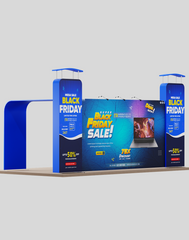 20x10 Straight Backdrop with 3D Wall & Arch Exhibition Kit