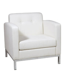 Office Star Work Smart Wall Street Faux Leather Low-Back Club Chair - White