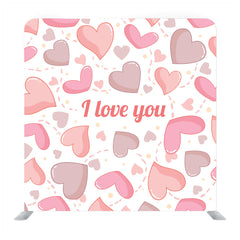 Pink hearts on a white background media wall - Backdropsource
