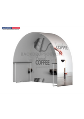 Round Arch Trade Show Booth with Built-In Shelf