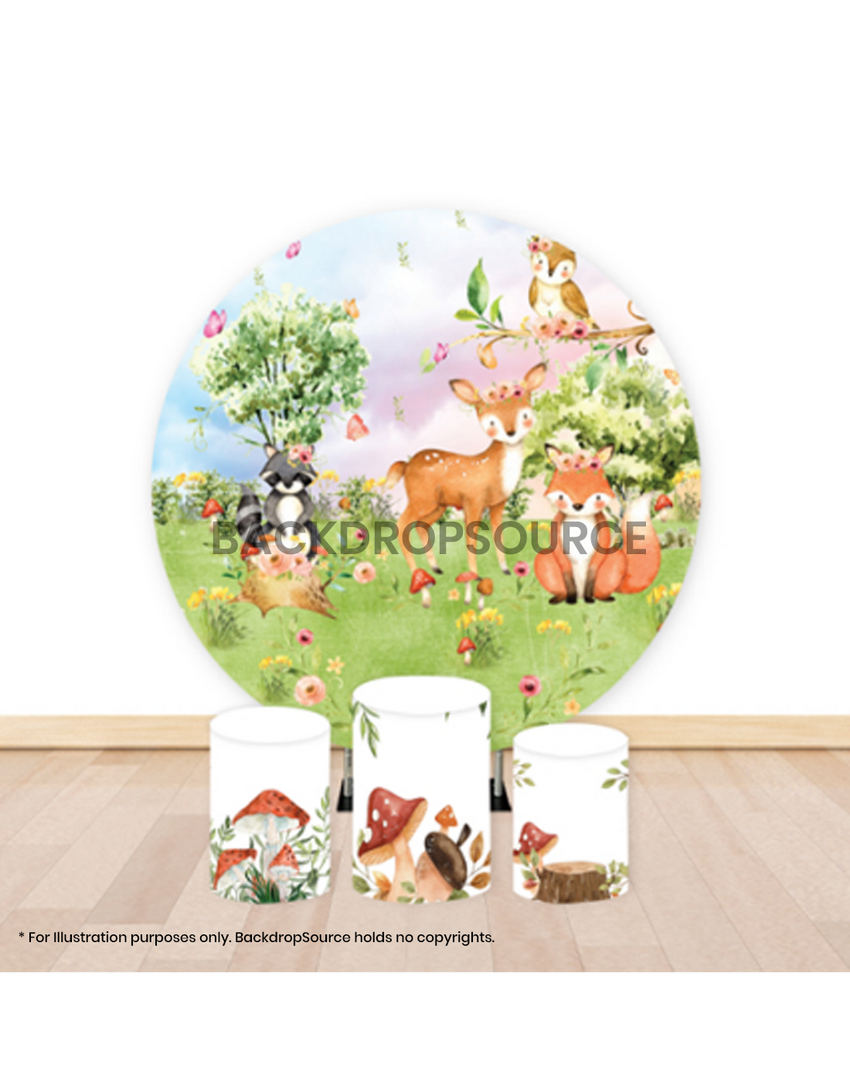 Pre Designed Round Backdrop Kits with Counter for Birthday Parties & Event