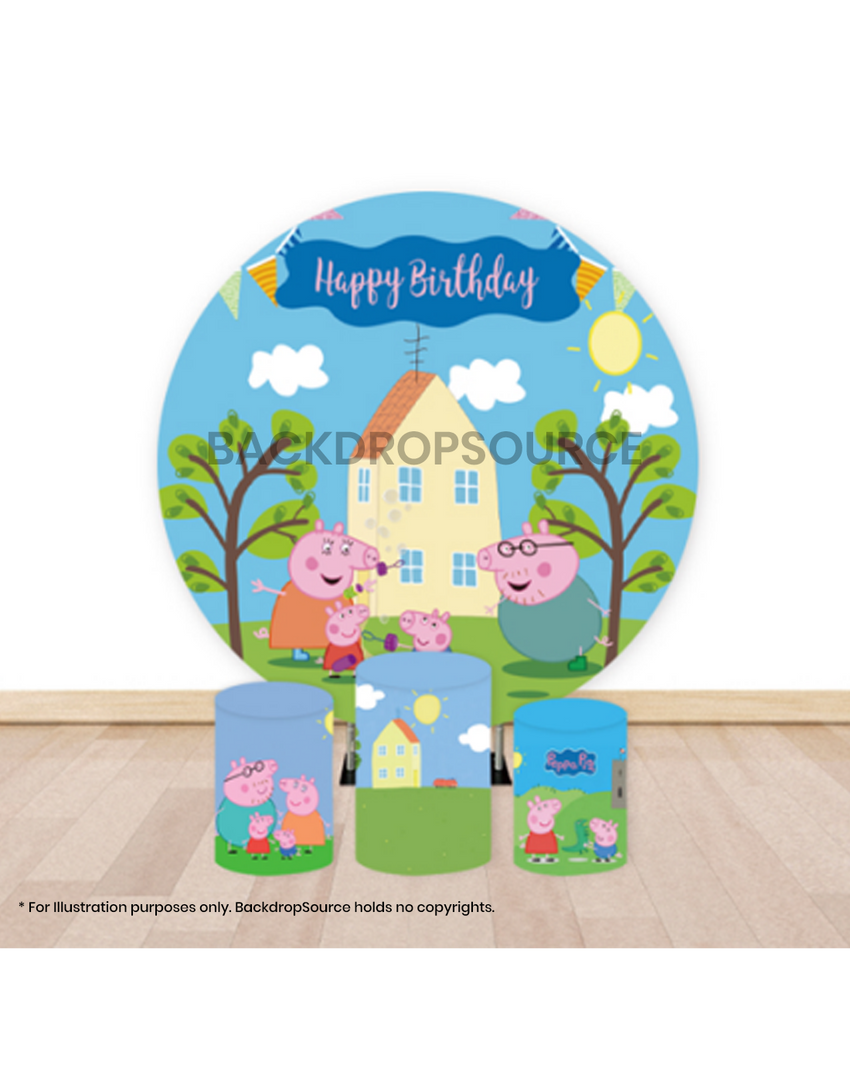 Pre Designed Round Backdrop Kits with Counter for Birthday Parties & Event