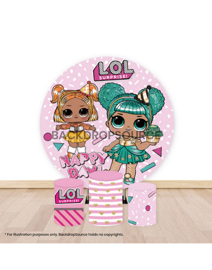 Pre Designed Round Backdrop Kits with Counter for Birthday Parties & Event