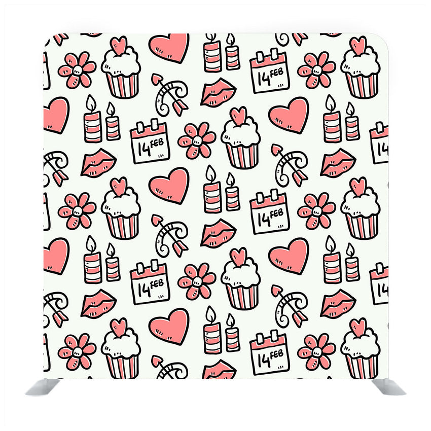 Valentine's Day theme doodle seamless pattern Media wall - Backdropsource