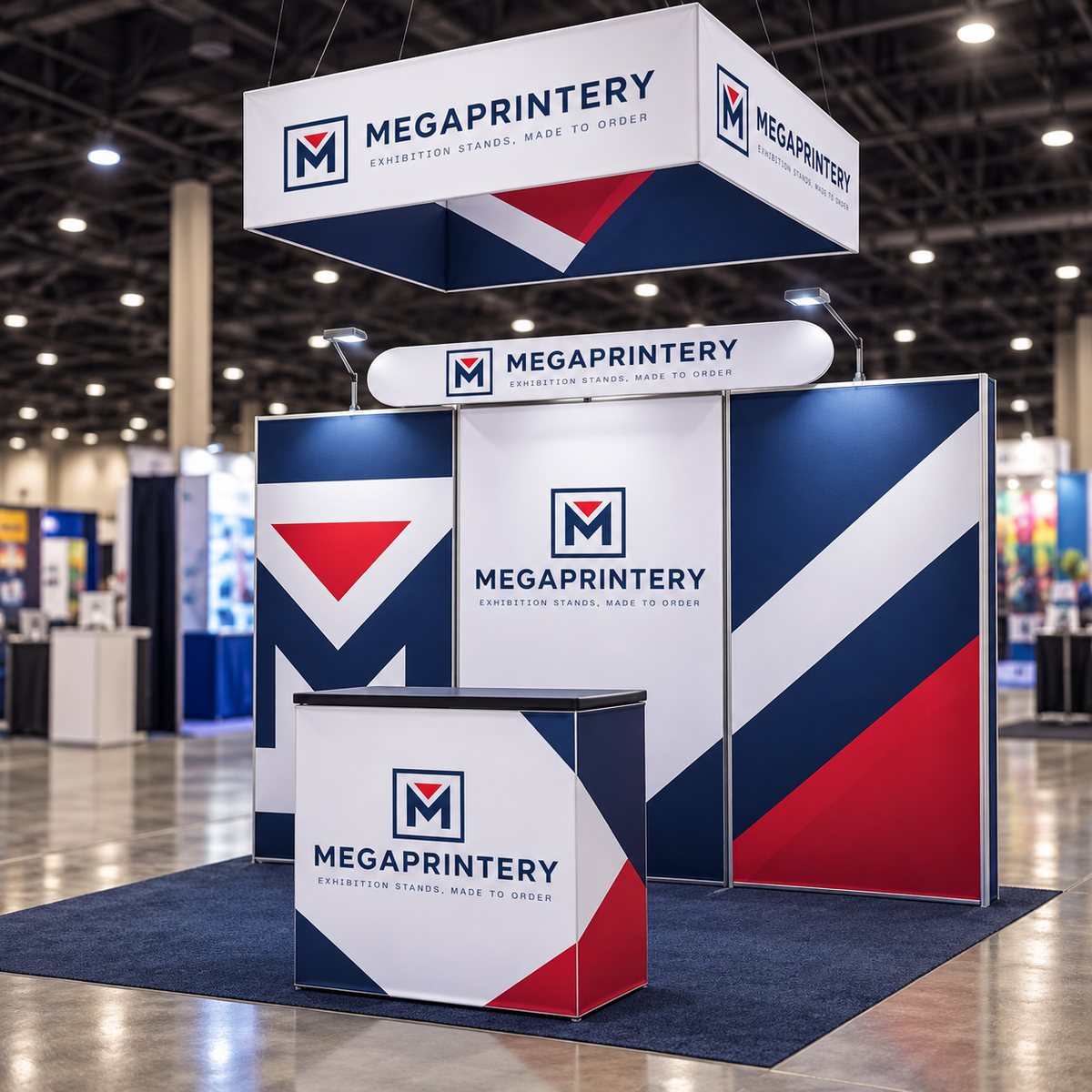 Megaprintery 10x10ft Booth Kit B2 — complete booth visualization