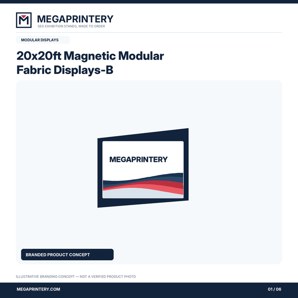 20x20ft Magnetic Modular Fabric Displays-B: illustrative branded graphic 1 of 6; exact configuration not verified