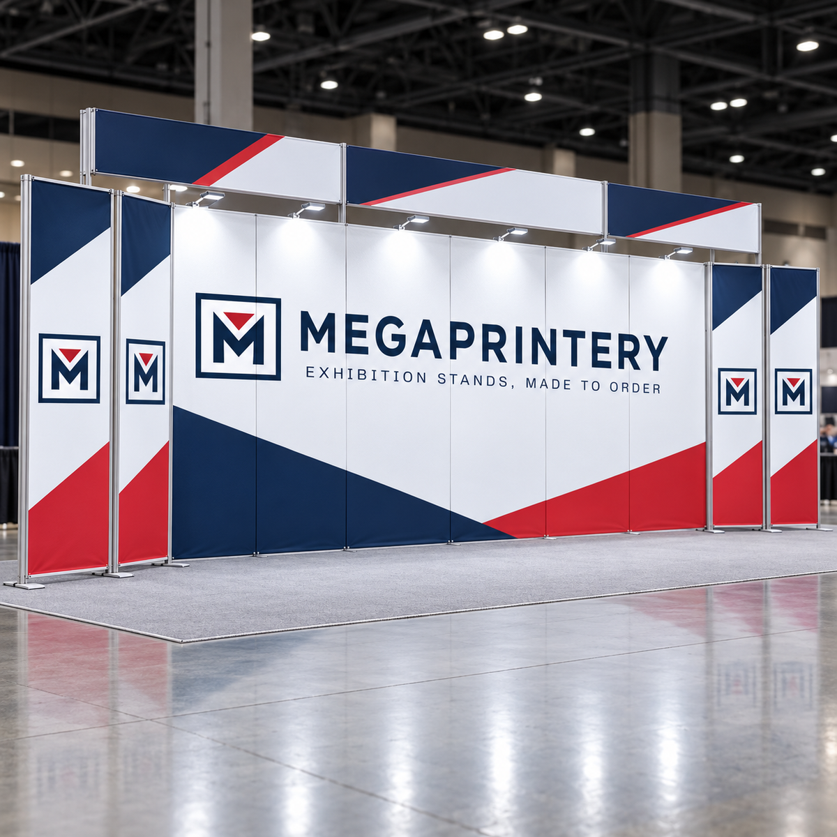 Megaprintery 30x20ft Trade Show Booth Kit A1 — full booth visualization