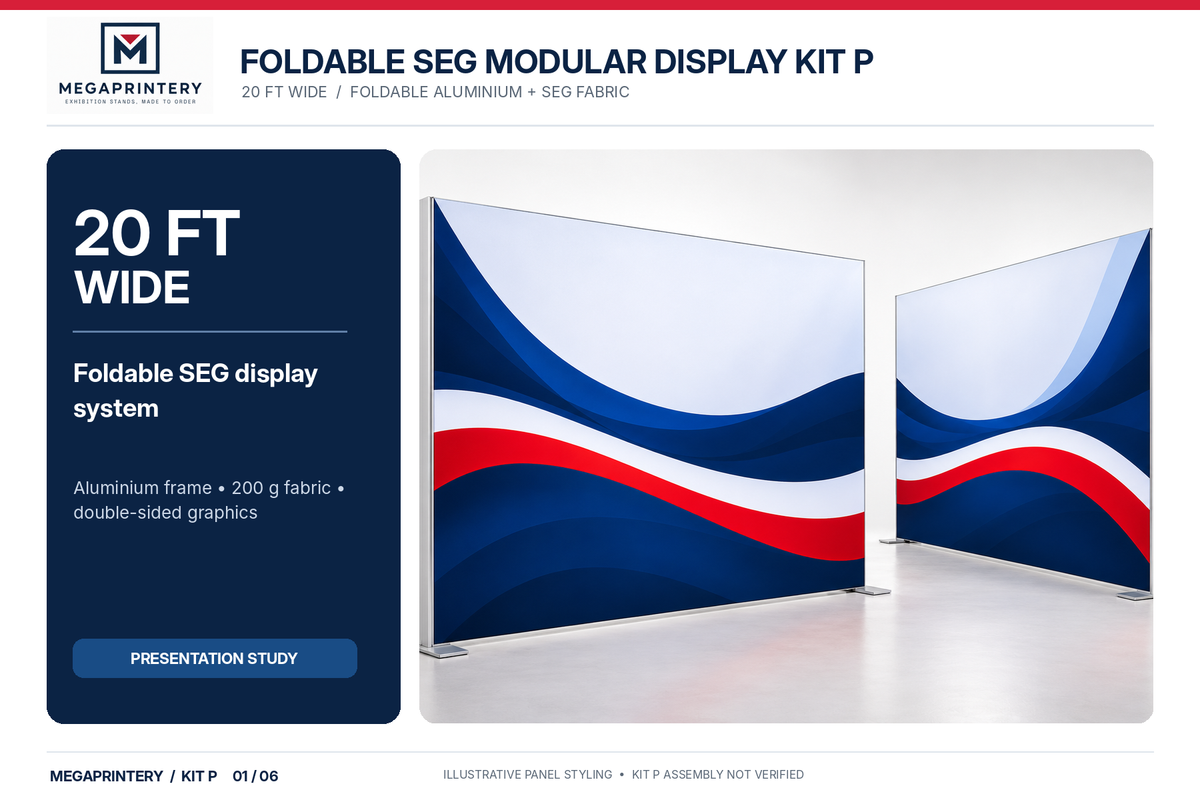 Kit P — branded product-information artwork with illustrative SEG display panel; actual kit geometry not manufacturer verified.