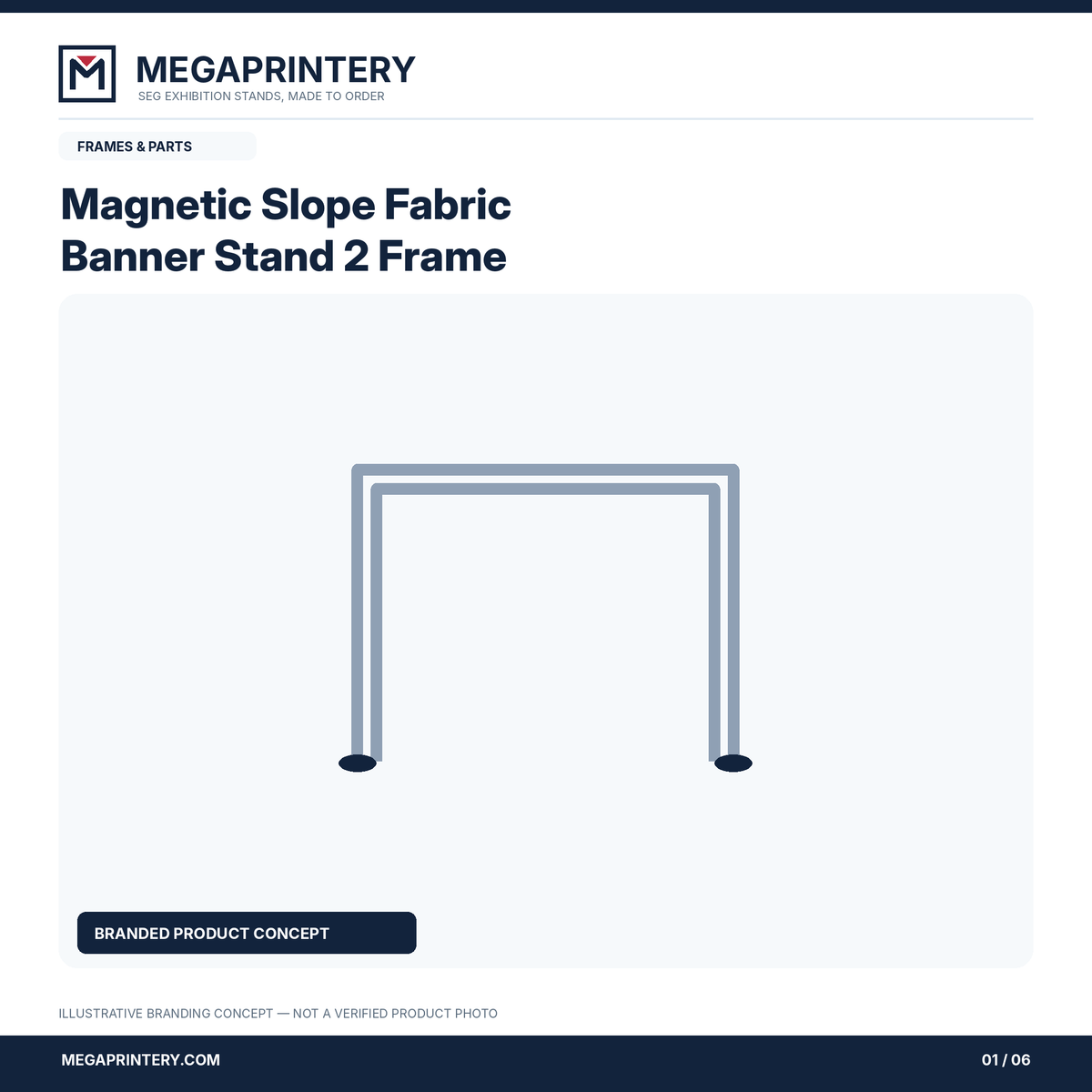 Magnetic Slope Fabric Banner Stand 2 Frame: illustrative branded graphic 1 of 6; exact configuration not verified
