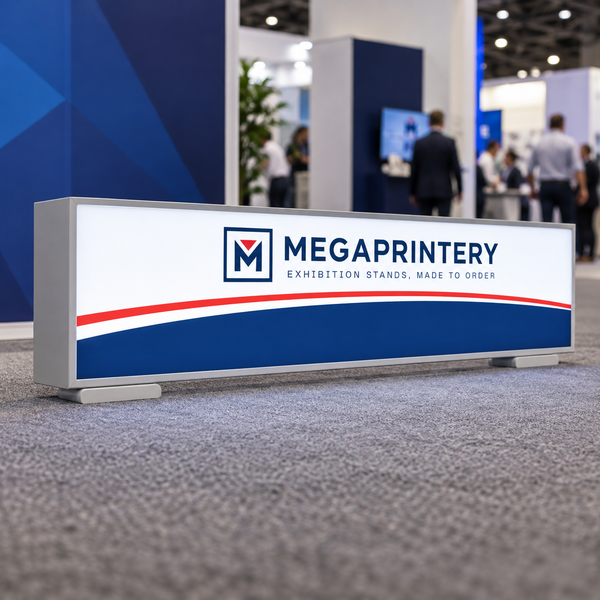 6.6x1.6ft SEG Light Box, primary event view; photorealistic product visualization