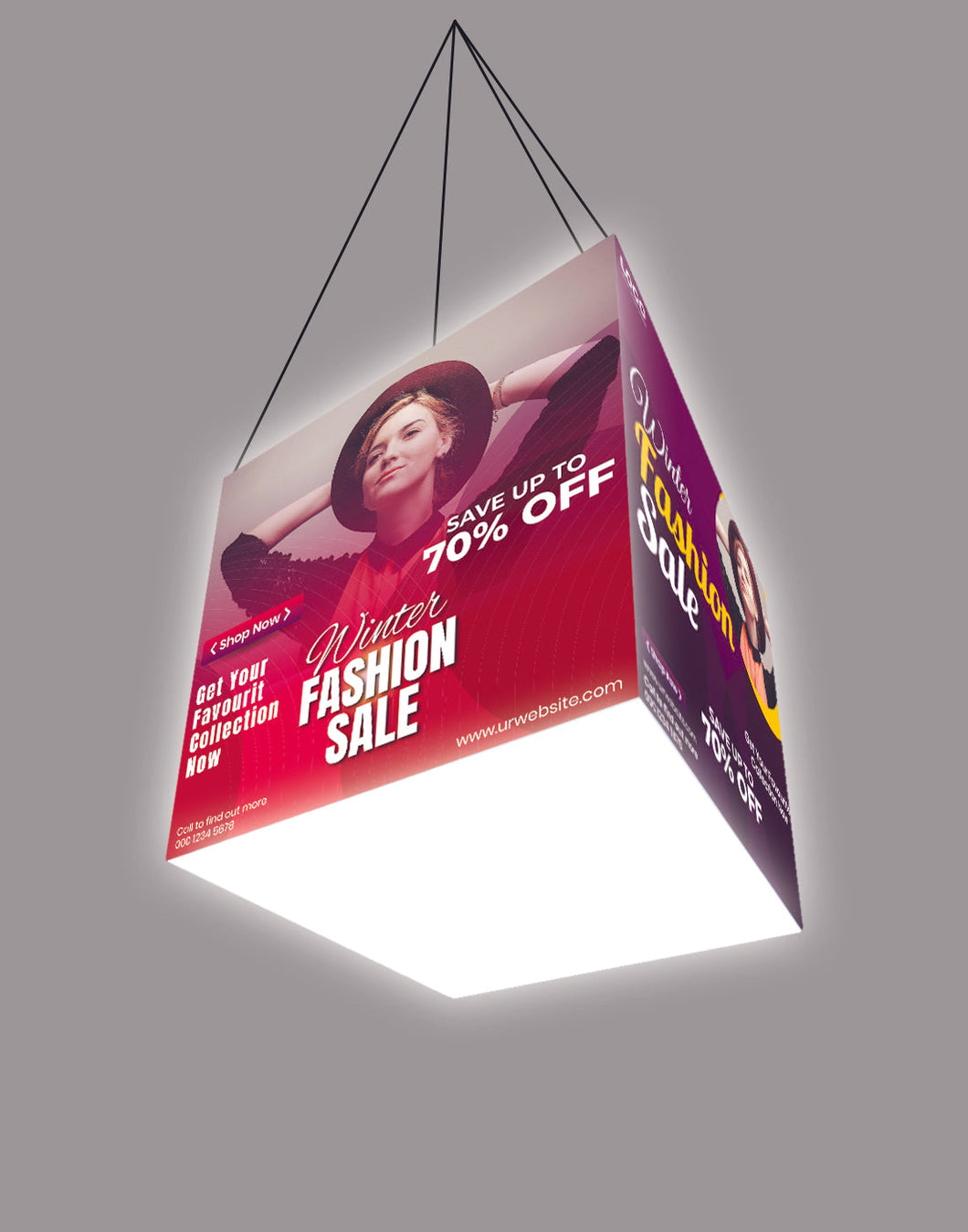 Illuminated Hanging Exhibition Banner - Cubic